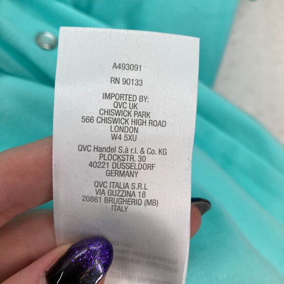 Quacker Factory Lace Sleeve Blouse Button Up V Neck Blue‎ Knit Boho Women's 3X - Picture 7 of 16